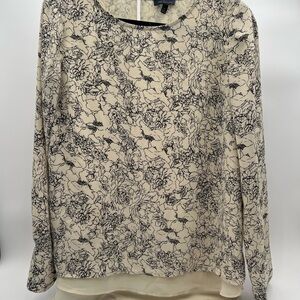 The Limited Black Floral Cream Blouse